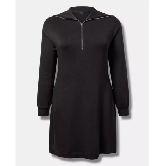 NWT Torrid 2 Black Scuba Quarter Zip Mini Dress 2X 18 20 - Picture 4 of 9